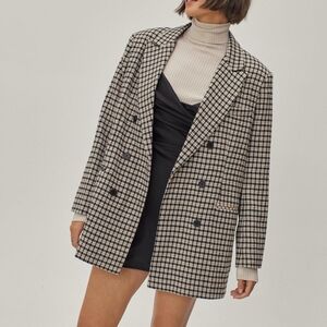 Nasty Gal Houndstooth Print Coat